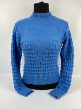 Load image into Gallery viewer, Reproduction 1930s Hand Knitted Jumper in Soft Blue - B36 37 38 39 40

