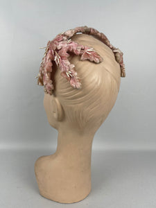 Original 1950's Pink Half Hat with Tiny Leaves