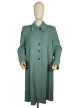 Load image into Gallery viewer, Original 1940’s CC41 True Volup Wartime Coat in Turquoise and Brown Tweed - Bust 44 46
