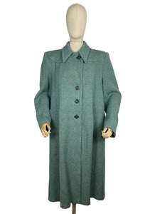 Original 1940’s CC41 True Volup Wartime Coat in Turquoise and Brown Tweed - Bust 44 46