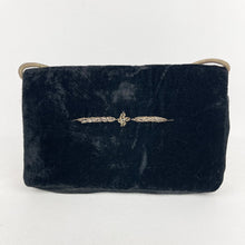 Load image into Gallery viewer, Vintage Black Velvet Evening Bag with Metallic Gold Embroidery
