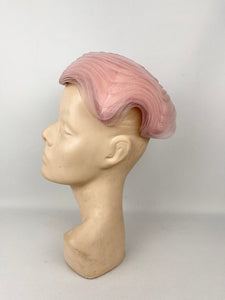 Original 1950's Pastel  Pink Nylon Hat - Classic Shape *