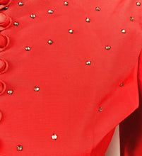 Load image into Gallery viewer, 1940s Red Grosgrain Paste Studded Jacket - B38
