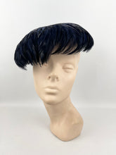 Load image into Gallery viewer, Original 1950&#39;s New Look Blue and Black Feather Hat - Beautifully Stylish Piece
