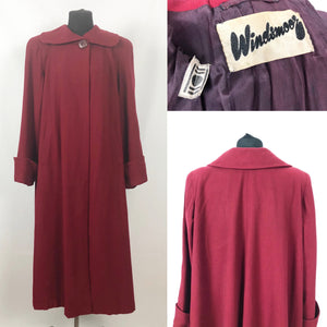 1940s 11011 True Volup Burgundy Wool Coat by Windsmoor - Bust 48" 50"