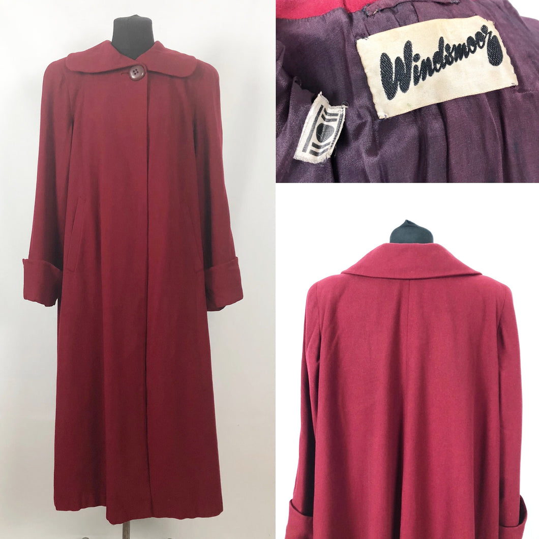 1940s 11011 True Volup Burgundy Wool Coat by Windsmoor - Bust 48