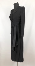 Load image into Gallery viewer, 1930s 1940s Wounded but Wearable Black Satin Backed Crepe Dress - Bust 36 38
