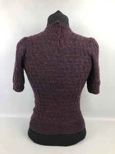 1940s Reproduction Patterned Knit in Pure Wool - bust 32" 33"