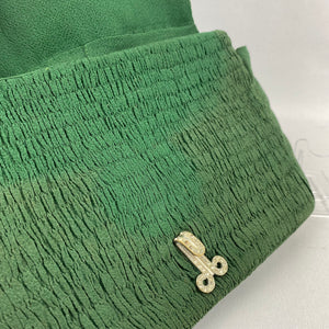 1930s 1940s Forest Green Crepe Evening Clutch Bag with Paste Set Clasp