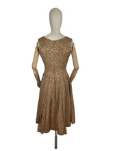 Load image into Gallery viewer, Original 1950&#39;s Gold Dress and Jacket Set with Silk Embroidery - Bust 38&quot;
