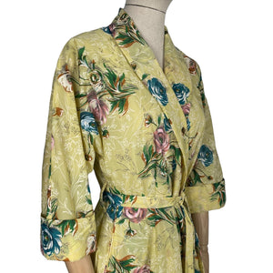Absolutely Stunning Original 1950's Kendal Milne Yellow Robe with Floral Print - Bust 38