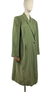 Original 1940's Volup American Made Green Lightweight Wool Crepe Coat - Bust 46 48