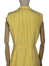 Load image into Gallery viewer, Original 1930&#39;s Lemon Yellow Silk Dress with Pretty Tie Neck - Bust 34 36 *
