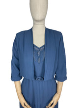 Load image into Gallery viewer, Original 1940&#39;s Blue Crepe Dress and Jacket Set with Lace Front and Belt - Bust 36 37

