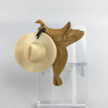 Load image into Gallery viewer, Vintage Plastic Cowboy Hat and Saddle Brooch
