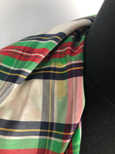Load image into Gallery viewer, Original 1950s Artificial Silk Tartan Scarf in Red, Black, Green and Cream - Would Make a Great Headscarf
