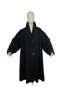 Original 1930's True Volup Inky Black Faux Fur Teddy Bear Coat by Corby - Bust 48*