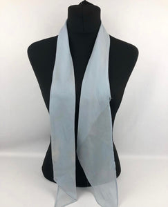 1930s Powder Blue Chiffon Pointed Scarf - 1930s Cravat - Makes a Good Belt