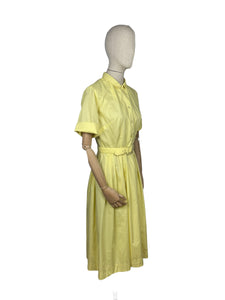 RESERVED Do Not Buy Original 1950's Lightweight Cotton Day Dress in Soft Yellow - Belted - Bust 36 38 *