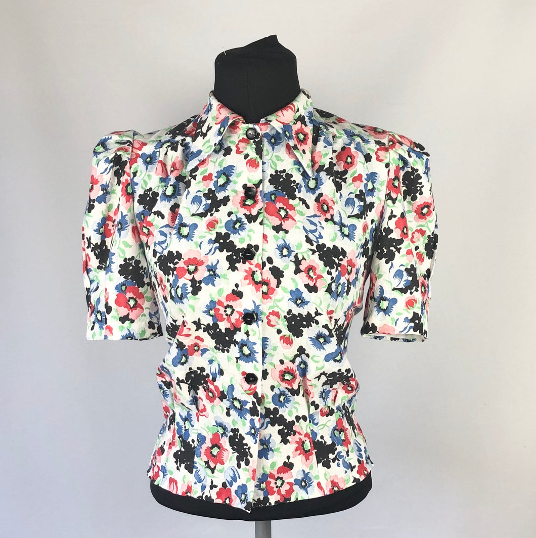 1940s Reproduction Feed Sack Blouse - B34 – 1940s Style For You