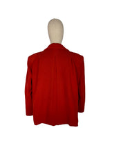 Load image into Gallery viewer, Original 1940&#39;s CC41 Pure Wool Swing Jacket In Tomato Red Shade with Pockets - Bust 42 44
