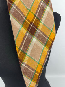 1930s Autumnal Plaid Lightweight Wool Pointed Cravat - Vintage Scarf