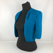 Load image into Gallery viewer, 1940s Reproduction Hand Knitted Bolero in Empire Blue - B34 35 36 37 38

