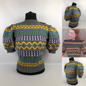 1940s Reproduction Fair Isle Jumper for a 40 42 Bust