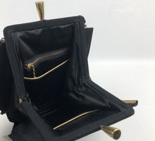 Load image into Gallery viewer, 1940s Black Box Bag with Gold Metal Trim
