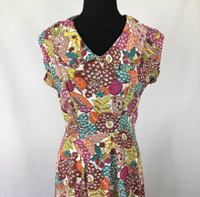 Load image into Gallery viewer, 1940s Bold Floral Dress in Pink, Teal, Chartreuse and Brown - Bust 34 35 35
