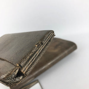 1930s 1940s Brown Reptile Skin Bag with Matching Coin Purse
