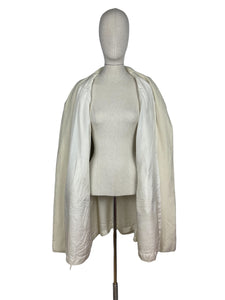 Original 1950's Cream Textured Cotton Lightweight Summer Coat - Bust 40