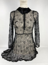 Load image into Gallery viewer, Original 1930s Black Lace Tunic Blouse with Asymmetrical Finish - Bust 32 33 34
