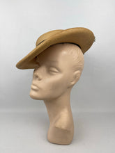 Load image into Gallery viewer, Original 1940s Natural Straw Hat with Warm Chocolate Brown Fringed Trim - AS IS
