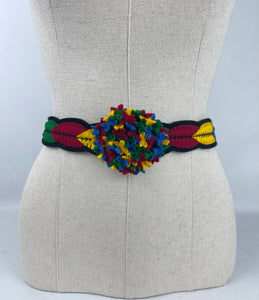1940's Style Colourful Felt Belt in Red, Green, Yellow and Blue Made From a 1941 Pattern Using Pure Wool Felt - Waist 29"