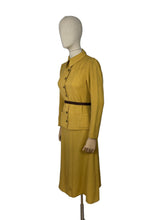 Load image into Gallery viewer, Original 1930&#39;s Lightweight Wool Suit in Mustard - Silk Lined - Stunning Buttons - Bust 33 34
