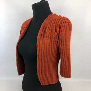 1940s Style Hand Knitted Bolero in Copper - B34 36