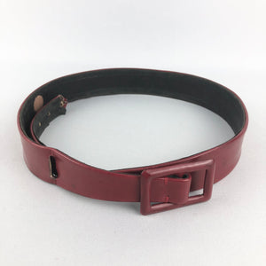 Original 1940s Ox Blood Leather Belt - Waist 25 26 27
