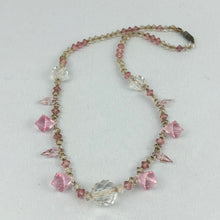 Load image into Gallery viewer, Original 1940s 1950s Pink and Clear Faceted Glass Graduated Bead Necklace
