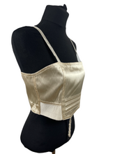 Load image into Gallery viewer, Original 1920&#39;s Flapper Cream Satin Binder Bra with Boning - True Vintage Underwear - Bust 34&quot;
