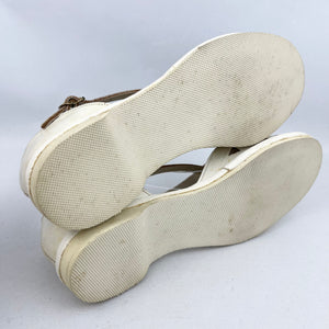 Original 1950’s Cream Leather Summer Sandals - UK 4