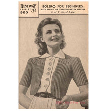 Load image into Gallery viewer, 1940s Style Hand Knitted Bolero in Copper - B34 36
