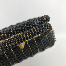 Load image into Gallery viewer, 1960s Hong Kong Made Black Beaded Bag with Gold Coloured Frame
