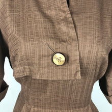 Load image into Gallery viewer, 1950s Volup Brown Fine Cotton Wiggle Dress - B40
