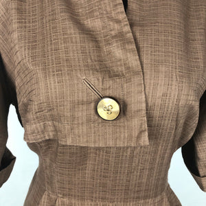 1950s Volup Brown Fine Cotton Wiggle Dress - B40