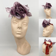 Load image into Gallery viewer, Original 1930s Pink Floral Headband with Velvet Ribbon Bow Trim - Vintage Wedding
