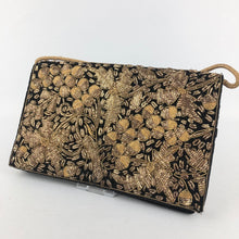 Load image into Gallery viewer, Vintage Black Velvet Evening Bag with Metallic Gold Embroidery
