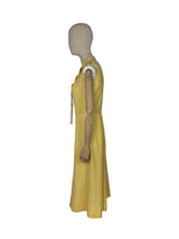 Load image into Gallery viewer, Original 1930&#39;s Lemon Yellow Silk Dress with Pretty Tie Neck - Bust 34 36 *
