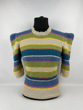 Load image into Gallery viewer, REPRODUCTION 1940s Hand Knitted Jumper in Smart Stripes - Bust 38 40 42 44
