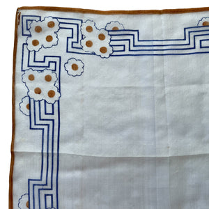 Original 1930's Semi Sheer Silk Hankie in Brown and Blue Design - Great Gift Idea